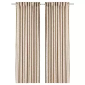 2 шторы, бежевый/белый, 145х300 см, TRYSTVMAL IKEA
