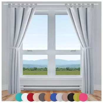 2 шторы Ellen с петлями, включая подхваты и крючки (синие), размер: 140х225см. Bestlivings, серый