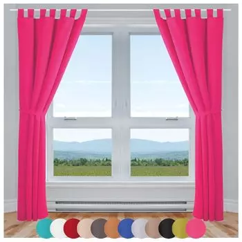 2 шторы Ellen с петлями, включая подхваты и крючки (светло-серые), размер: 140х225см. Bestlivings, розовый