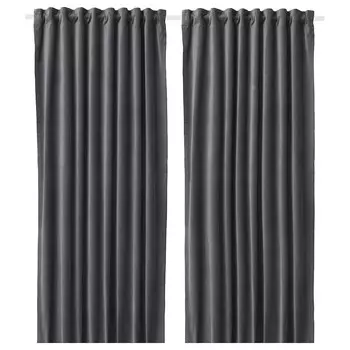 2 шторы-гардины (затемненные), темно-серые, 140х250 см, SANELA IKEA