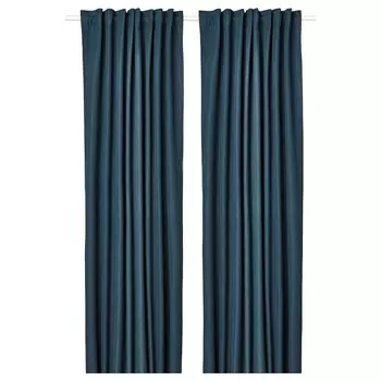 2 шторы-гардины (затемненные), темно-синие, 135х300 см, ROSENMANDEL IKEA