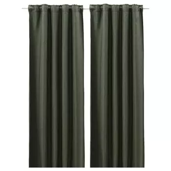 2 шторы-гардины (затемненные), темно-зеленые, 145х300 см, ANNAKAJSA IKEA