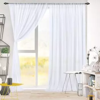 2 шторы из микрофибры с рюшами (белые), размер: 140х145см. ele eleoption, белый