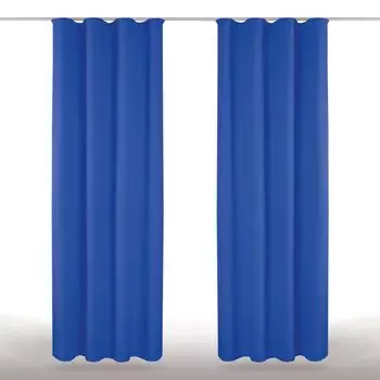 2 шторы из микрофибры с рюшами (черные), размер: 140х145см. Bestlivings, синий