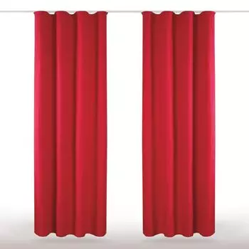 2 шторы из микрофибры с рюшами (красные), размер: 140х175см. Bestlivings, красный