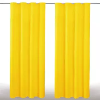 2 шторы из микрофибры с рюшами, включая подхваты (оранжевые), размер: 140х145см. Bestlivings, желтый