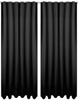 2 шторы с оборками Ellen, включая подхваты (черные), размер: 140x245см Bestlivings
