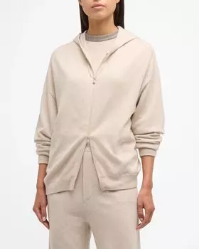 2-слойная толстовка на молнии из кашемира Brunello Cucinelli, цвет C9613 Wheat