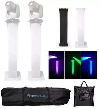 2 стойки Totem + черные + белые сетки для 2 фонарей Chauvet Intimidator Hybrid 140SR Rockville (2) RTP32W Hybrid 140SR