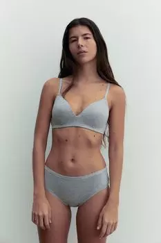 2 упаковки хлопковых бюстгальтеров без косточек с мягкой подкладкой H&M, серый