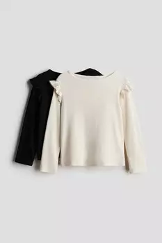 2 упаковки рубашек из хлопка в рубчик H&M, черный