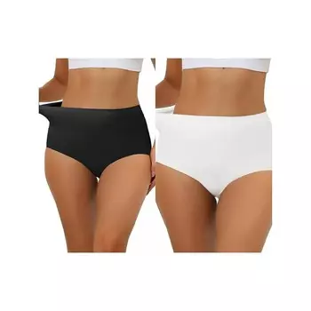 2 упаковки женских эластичных трусов с высокой талией без следов, дышащее хипстерское нижнее белье без показа, разноцветные ALLEGRA K, цвет Black White
