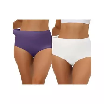 2 упаковки женских эластичных трусов с высокой талией, дышащее хипстерское нижнее белье без следов ALLEGRA K, цвет Dark Purple White