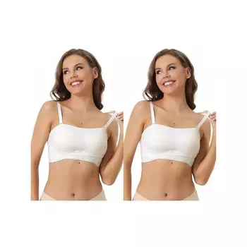 2 упаковки женских бюстгальтеров без бретелек, регулируемые бретели без косточек, бюстгальтер без косточек со съемными подушечками ALLEGRA K, белый