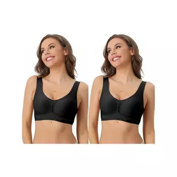2 упаковки женских спортивных бюстгальтеров без косточек, легкие дышащие бюстгальтеры для тренировок, йоги и упражнений ALLEGRA K, черный