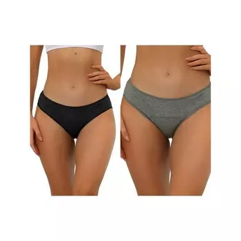 2 упаковки женского нижнего белья, хипстерские трусики со средней талией, доступны в размерах больших размеров ALLEGRA K, цвет Black Gray