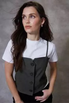 2 в 1 жилет и рубашка Threadbare, серый