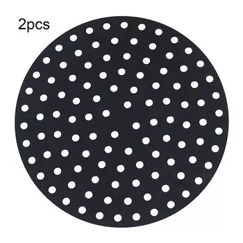 2шт фриттовый вкладыш пищевой антипригарный силиконовый коврик для корзины для фритюрницы для мытья в посудомоечной машине для кухни-черныйРазмер: 23 см Hameb