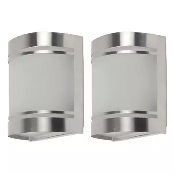 2x бра, нержавеющая сталь серебристого цвета, сатиновое стекло, В 16,5 см etc-shop, серебро