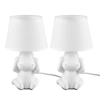2x настольная лампа, керамика, текстиль, белый, H 27 см etc-shop