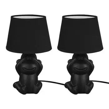 2x настольная лампа, обезьянка, керамика, текстиль, черный, H 27 см etc-shop