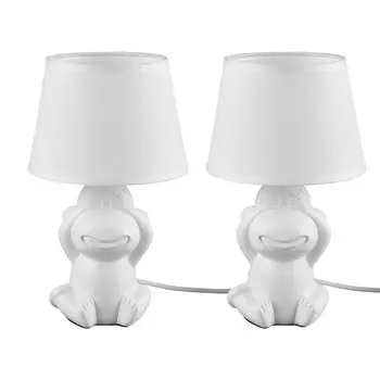 2x настольная лампа, тканевый абажур, обезьянка, матовый белый, H 27см etc-shop