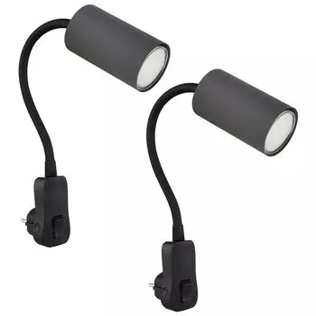 2x подключаемый светильник, гибкая шея, черный графит, В 43 см Globo Lighting