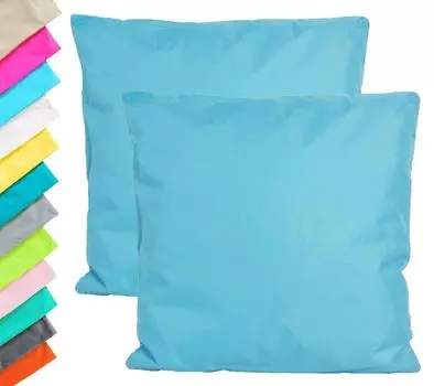 2x подушки для отдыха на открытом воздухе, набор декоративных подушек 45x45 см, включая водонепроницаемую подушку для сиденья с наполнителем, садовый стул с эффектом лотоса, цвет: серый Jack, светло-синий