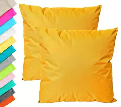 2x подушки для отдыха на открытом воздухе, набор декоративных подушек 45x45 см, включая водонепроницаемую подушку для сиденья с наполнителем, садовый стул с эффектом лотоса, цвет: красный Jack, золото