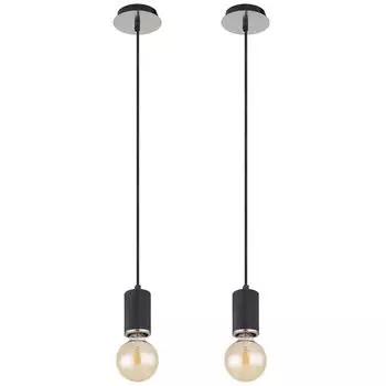 2x подвесной светильник, дерево, черный, регулируемый, В 160 см etc-shop