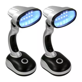 2x портативная настольная лампа с 12 светодиодами, беспроводная, регулируемый угол света, Eaxus