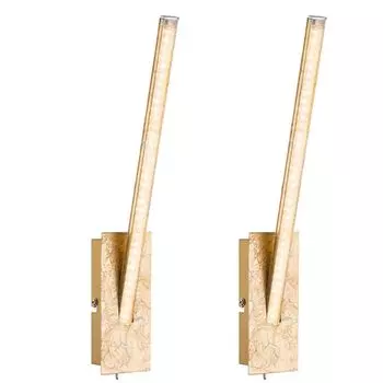 2x светодиодные настенные светильники, кристаллы, высота 35 см etc-shop, золото