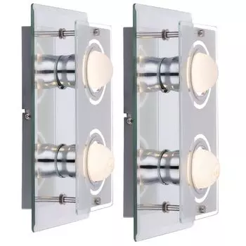 2x светодиодный настенный светильник, хром, сатиновое стекло, L 27 см etc-shop, серебро