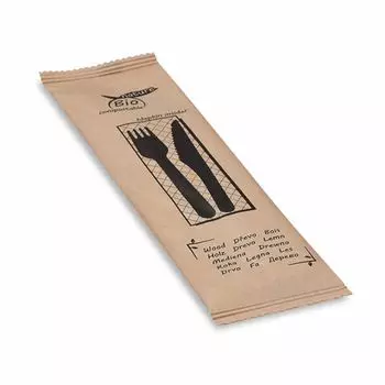 300xNature набор деревянных столовых приборов, биоразлагаемый, 3 предмета, гигиен. упаковал 1-Pack