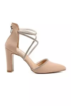 314Y-1 Бежевые атласные женские вечерние туфли Ayakmod