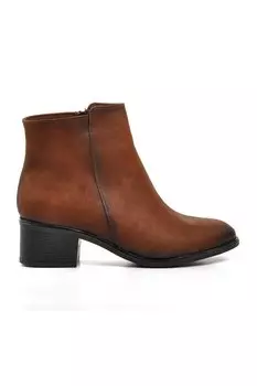 325058 Светло-коричневые женские ботинки на каблуке из флиса Ayakmod