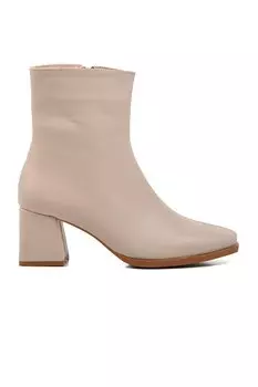 328104 Бежевые женские ботинки на каблуке с полярной внутренней частью Ayakmod