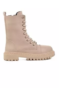 335124 Бежевые женские замшевые ботинки с флисовой подкладкой Ayakmod