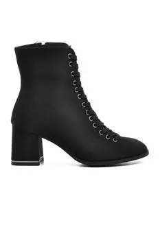 336129 Черные замшевые женские ботинки на каблуке Ayakmod