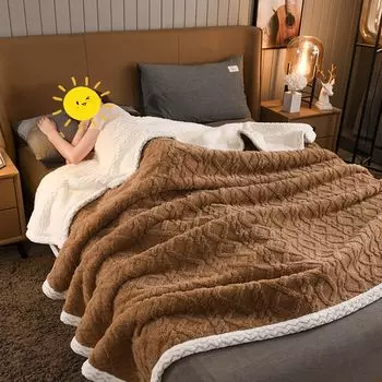 360Home Осенне-зимнее утолщенное теплое пуховое одеяло темно-коричневого цвета 150*200см, темно-коричневый