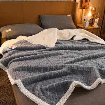 360Home Осенне-зимнее утолщенное теплое пуховое одеяло серо-синее 200*230см, серый