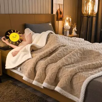 360Home Осенне-зимнее утолщенное теплое пуховое одеяло светло-коричневого цвета 180*200см, светло-коричневый