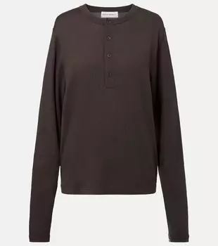 №370 Хлопковая и кашемировая рубашка Henley Extreme Cashmere, Mud