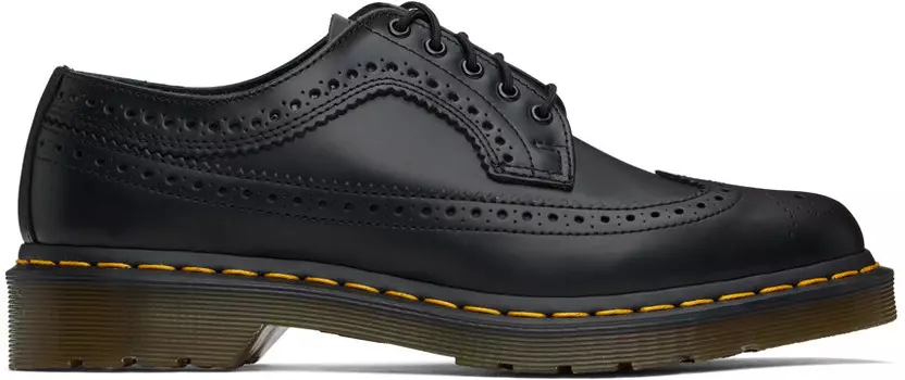 3989 Желтые гладкие кожаные броги со строчкой Dr. Martens
