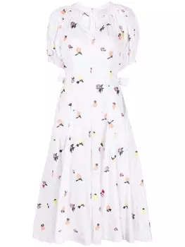 3.1 Phillip Lim платье с объемными рукавами и цветочной вышивкой, белый