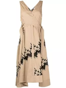 3.1 Phillip Lim платье с запахом и графичным принтом, коричневый