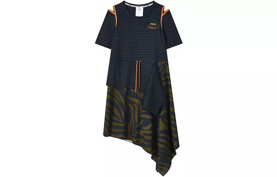 3.1 Phillip Lim X 3.1 Phillip Lim Collaboration Collection Платье с короткими рукавами женское, темно-зеленое, армейское Fila
