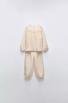 3-6 лет/пижама с цветочным рисунком ZARA, экрю