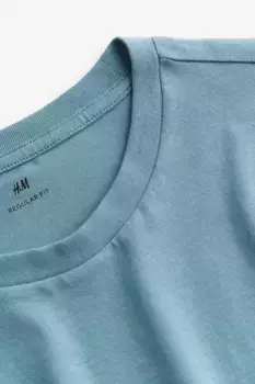 3 футболки стандартного кроя с круглым вырезом H&M, бирюзовый