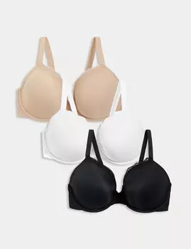 3 комплекта бюстгальтеров с глубоким вырезом на косточке F-H Marks & Spencer, черный микс